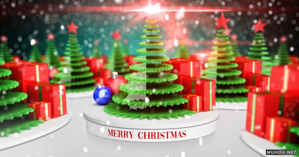 简短的圣诞问候乐高圣诞树视频AE模板