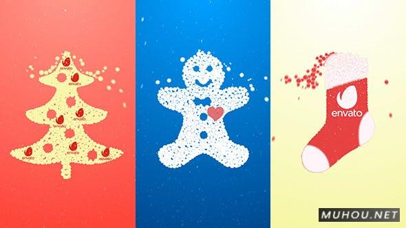 时尚圣诞标志雪人袜子圣诞树logo视频AE模板插图