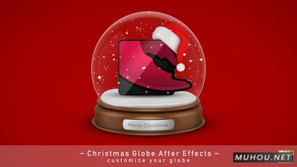 圣诞环球元素水晶球动画logo视频AE模板插图