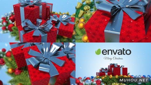圣诞礼物三维礼盒logo标志视频AE模板插图