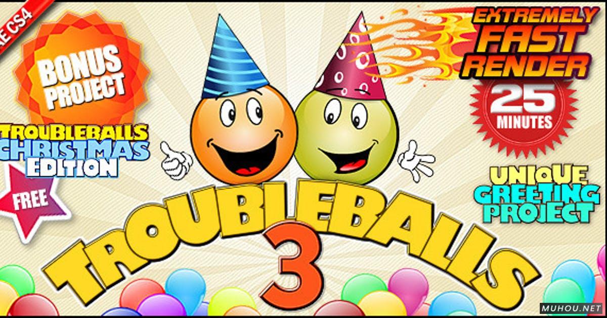 Troubleball 3圣诞版欢乐豆卡通儿童动画视频AE模板