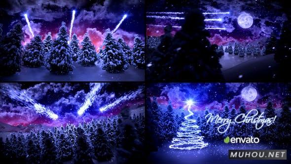紫色神秘圣诞节夜晚片头视频AE模板插图