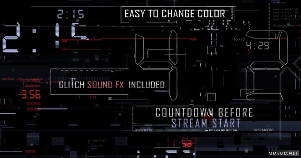 Digital Glitch Countdown广播数码数字倒计时标题视频AE模板