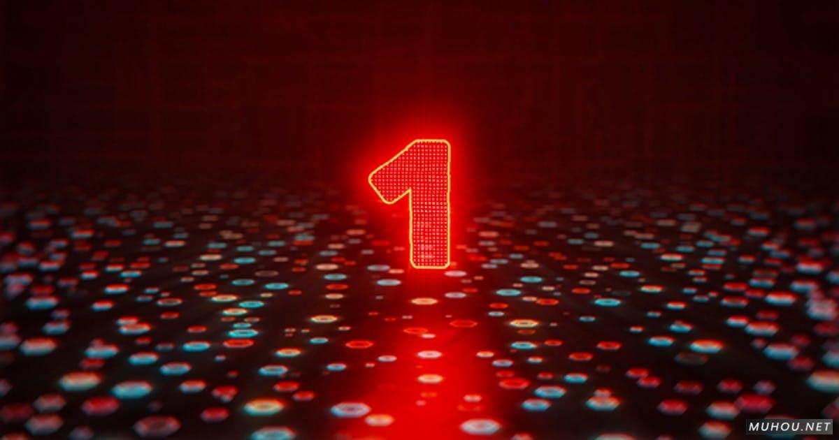 Glitch Countdown Logo数字信号干扰抽象动画倒计时视频AE模板