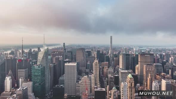 纽约北曼哈顿鸟瞰延时摄影视频素材插图