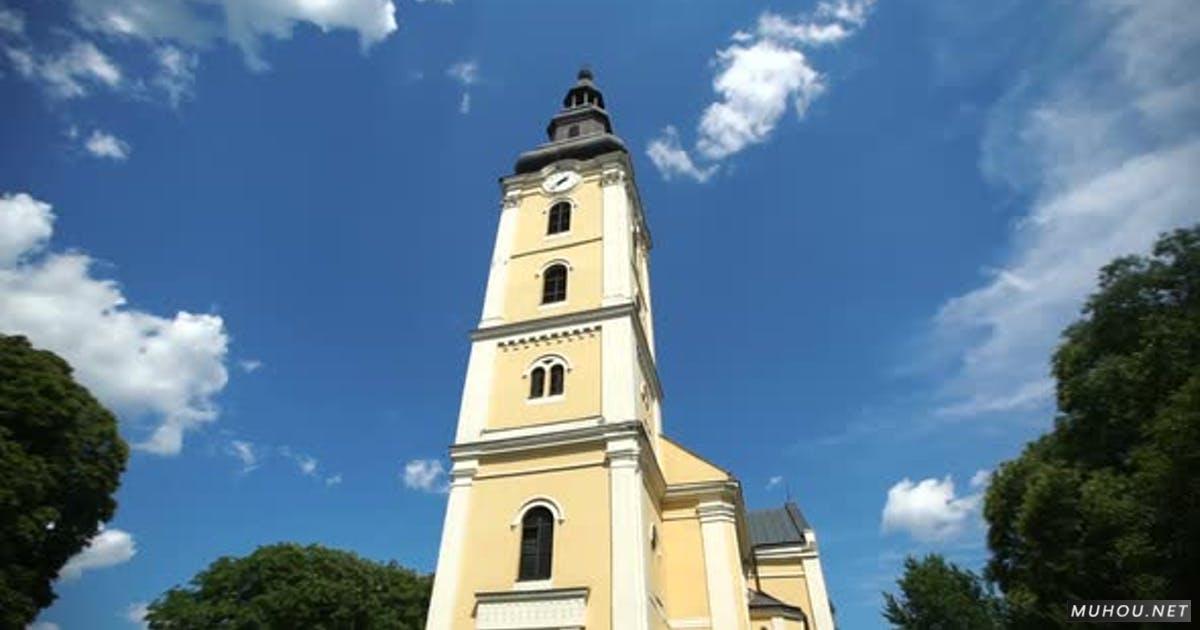 教堂延时钟楼建筑摄影视频素材