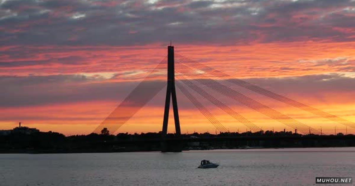 跨海大桥桥日落夕阳延时摄影延时视频素材