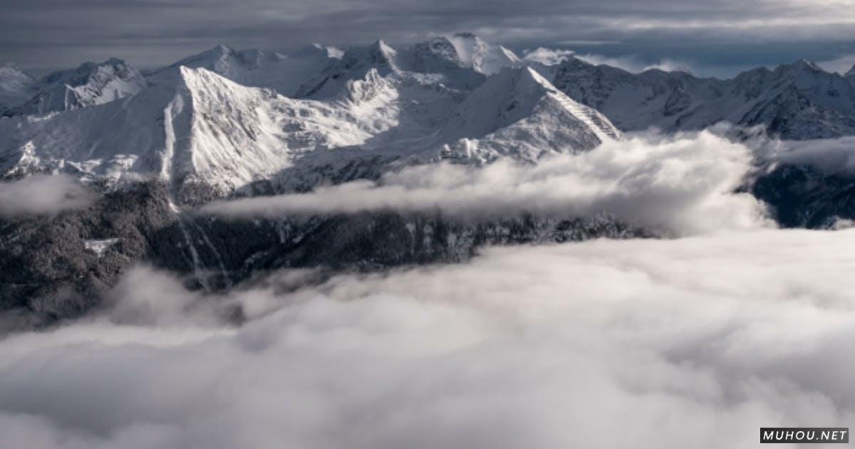 奥地利山的云景雪山冰川云海延时摄影视频素材