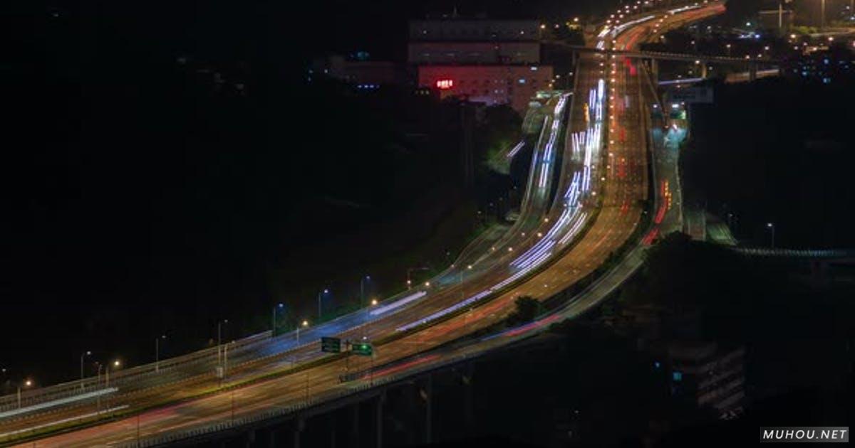 重庆公路夜间交通空中航拍Timelapse Pan Up延时摄影视频素材