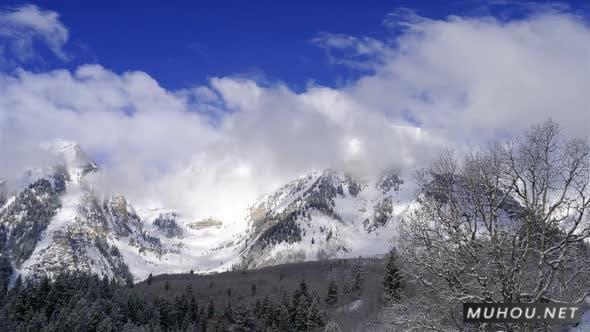 季班达诺戈斯山冬季早晨雪山延摄影视频素材插图