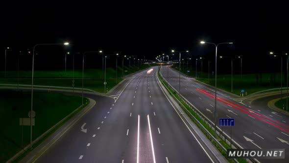 夜晚夜间高速公路4k延时摄影视频素材插图