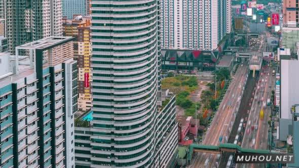 鸟瞰马尼拉市摩天大楼和建筑物4k延时摄影视频素材插图