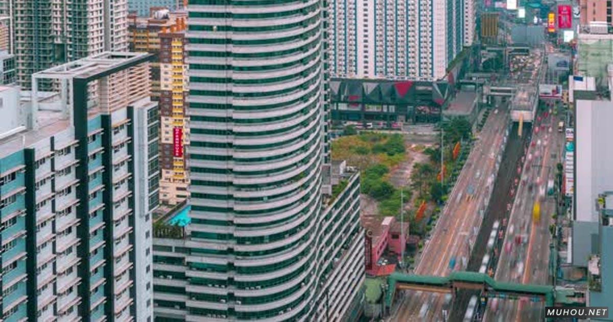 鸟瞰马尼拉市摩天大楼和建筑物4k延时摄影视频素材