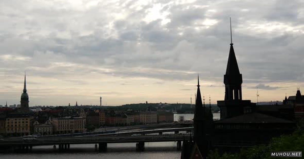 瑞典斯德哥尔摩城市建筑4k延时摄影延时素材