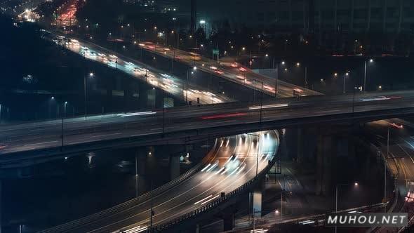 韩国首都高速公路夜间交通延时摄影视频素材插图
