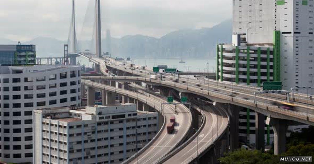 香港昂船洲大桥的Timelapse交通繁忙延时摄影视频素材