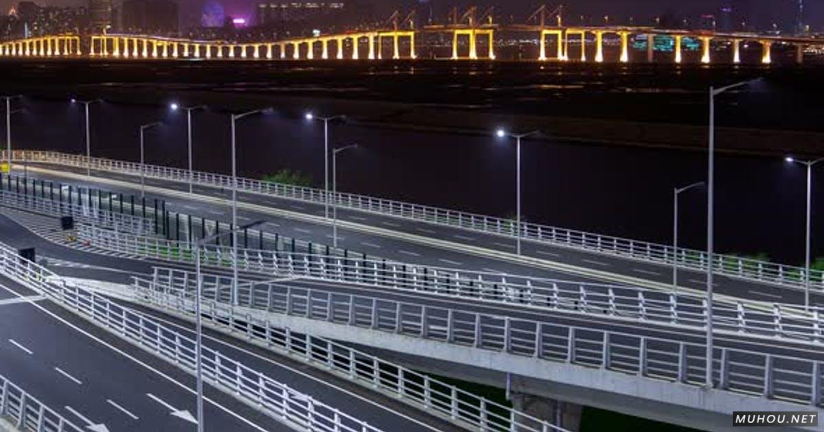 澳门大桥交通Cityscape Night Timelapse Pan Up延时摄影视频素材