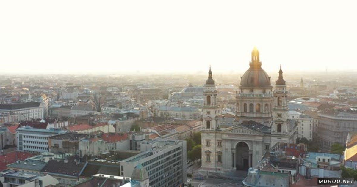 匈牙利首都日出城市航拍4k视频素材