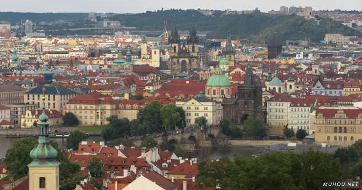布拉格历史中心视图航拍视频素材