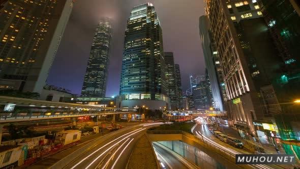 城市夜间交通汽车街道光绘视频素材插图
