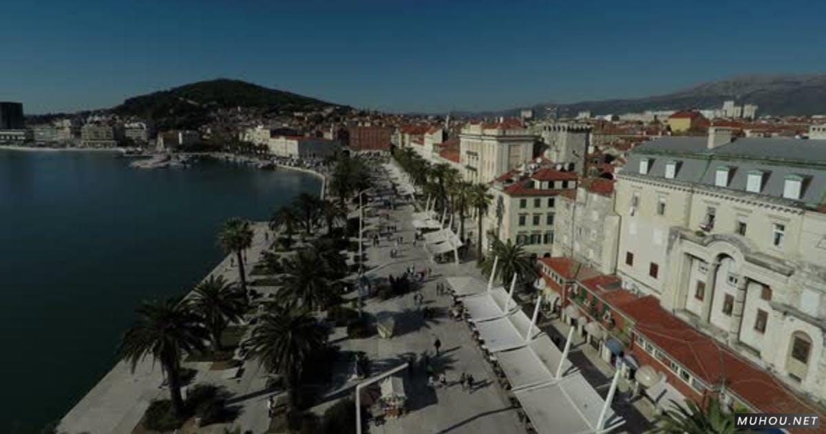 Riva海滨长廊和建筑的空中视频素材