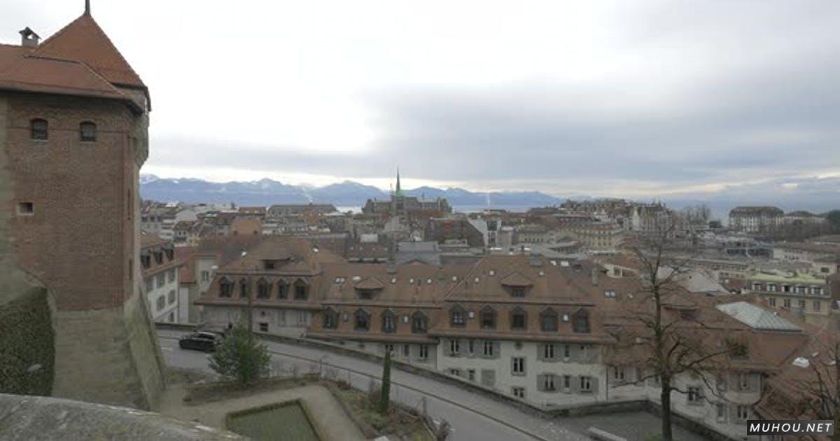 阿尔卑斯冬季城市乌云4k视频素材