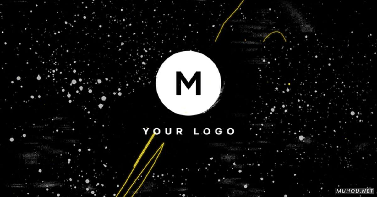 Scribble Grunge黑色油漆喷溅风格LOGO标志PR视频模板