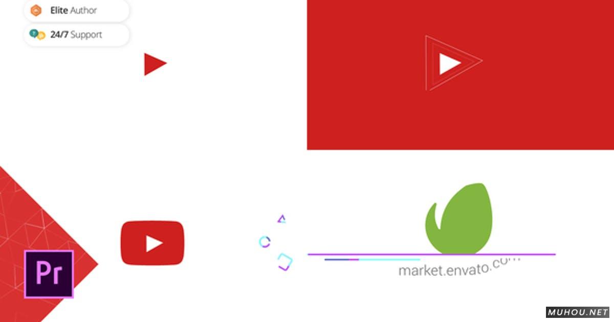 干净的Youtube风格标志片头动画Premiere Pro模板