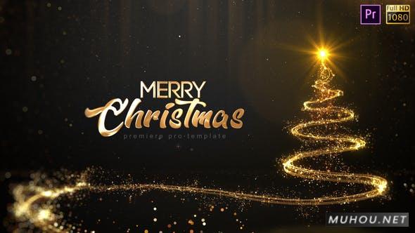 圣诞节金色粒子圣诞树-Premiere Pro视频模板插图