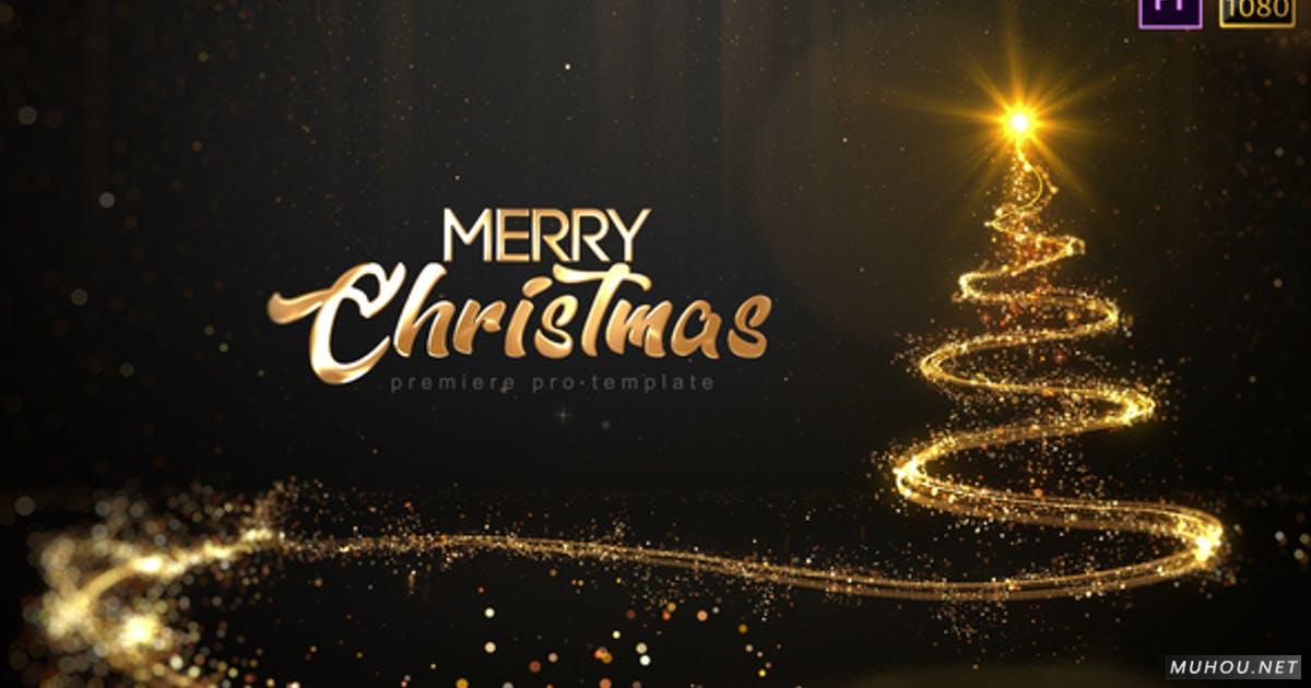 圣诞节金色粒子圣诞树-Premiere Pro视频模板