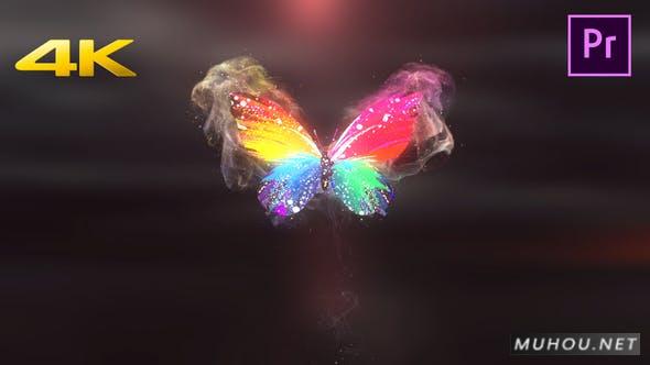 彩色蝴蝶标志logo揭秘4k- Premiere Pro视频模板插图