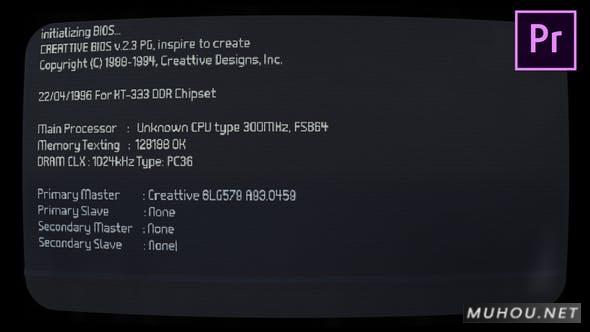 复古windows电脑启动画面标题文字片头PR视频模板插图
