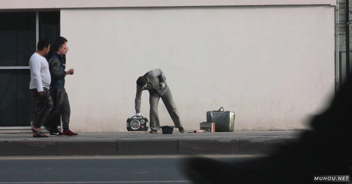 街头艺术家创意黑白画面广告高清CC0视频素材