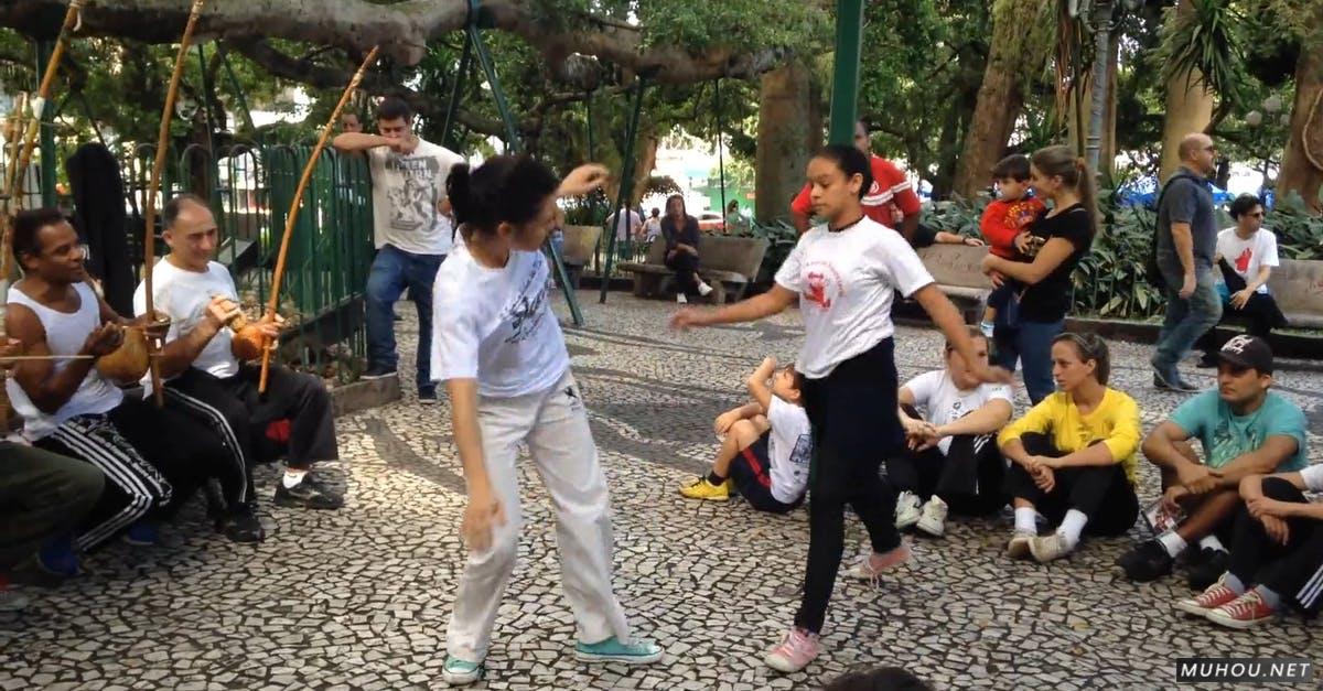 capoiera巴西人街头音乐演奏跳舞高清CC0视频素材