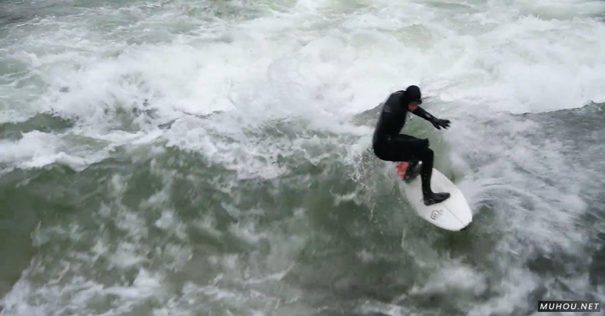 男子海上冲浪滑板运动航拍CC0视频素材