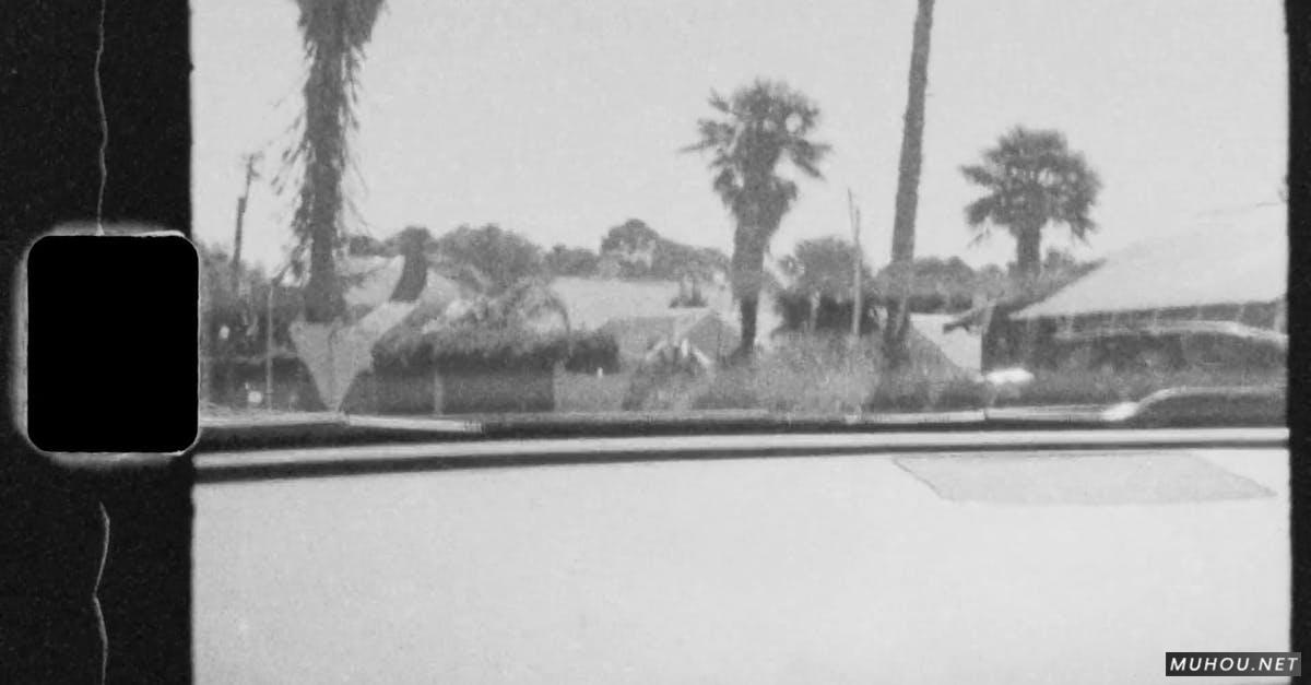 一个人在城市附近驾驶一辆跑车的旧视频黑白画面CC0视频素材