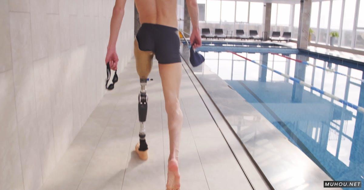 残疾人游泳馆运动4k高清CC0视频素材