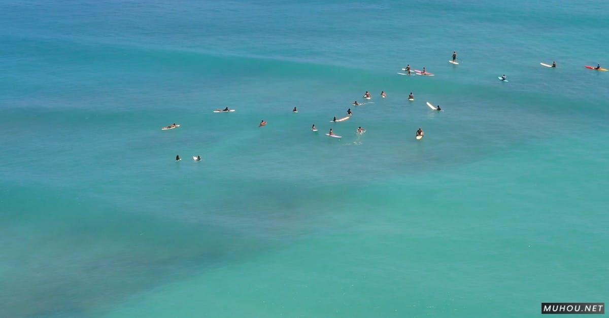 威基基海滩航拍划船运动4k高清CC0视频素材插图