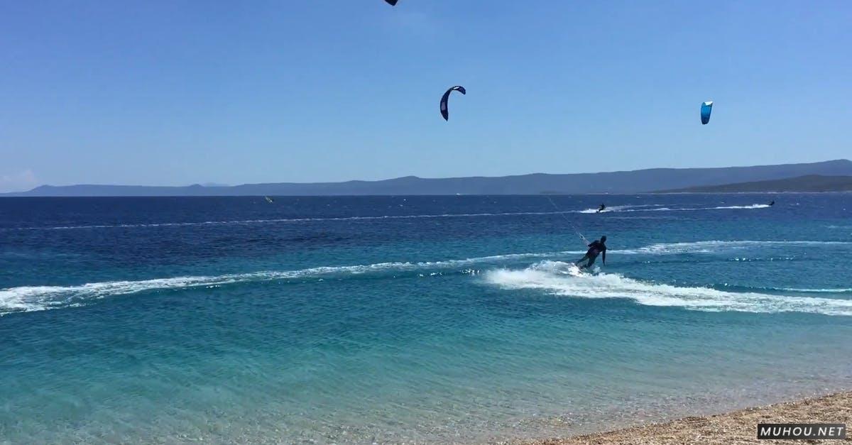 人在海边风筝冲浪极限运动CC0视频素材插图