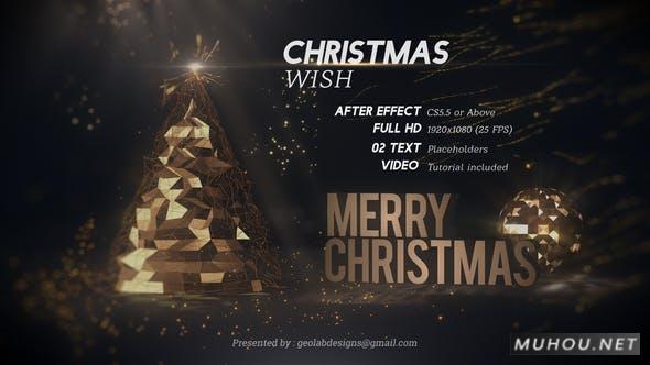圣诞愿望闪闪发光圣诞树AE视频模板插图