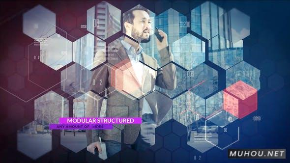 商务展示04 _ Hex 2科技风六边形相册AE视频模板