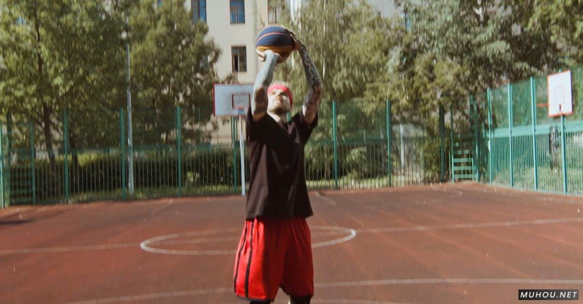 一个人在投篮投球篮球素材4k视频下载