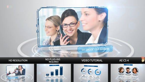 业务解决方案科技风格水波纹展示AE视频模板插图