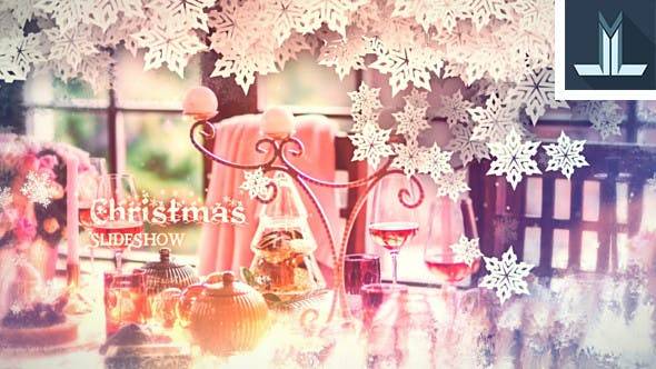 冬季雪花圣诞幻灯片AE视频模板插图