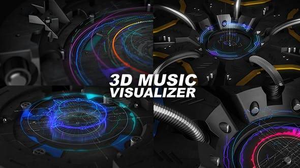 3D音乐可视化器科技元素AE视频模板插图