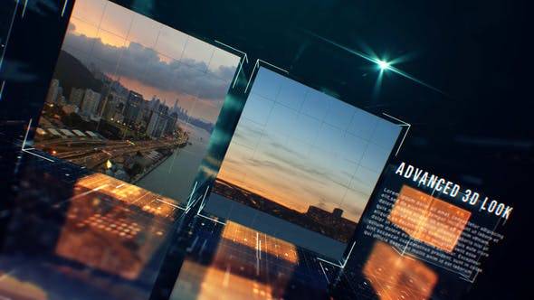 立方体幻灯片未来城市三维AE视频模板插图