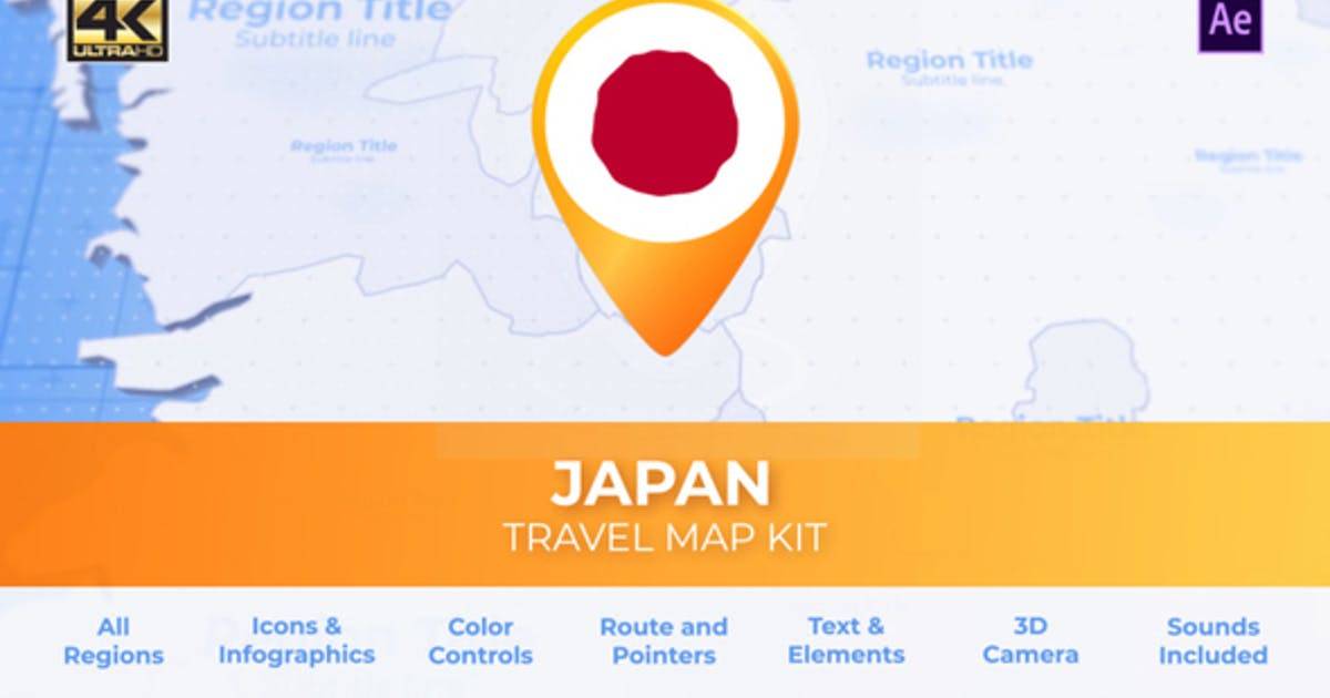 缩略图日本地图-日本旅游地图AE视频模板
