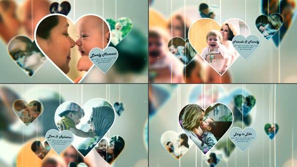 可爱的时刻-幸福的家庭时刻-照片幻灯片AE视频模板插图
