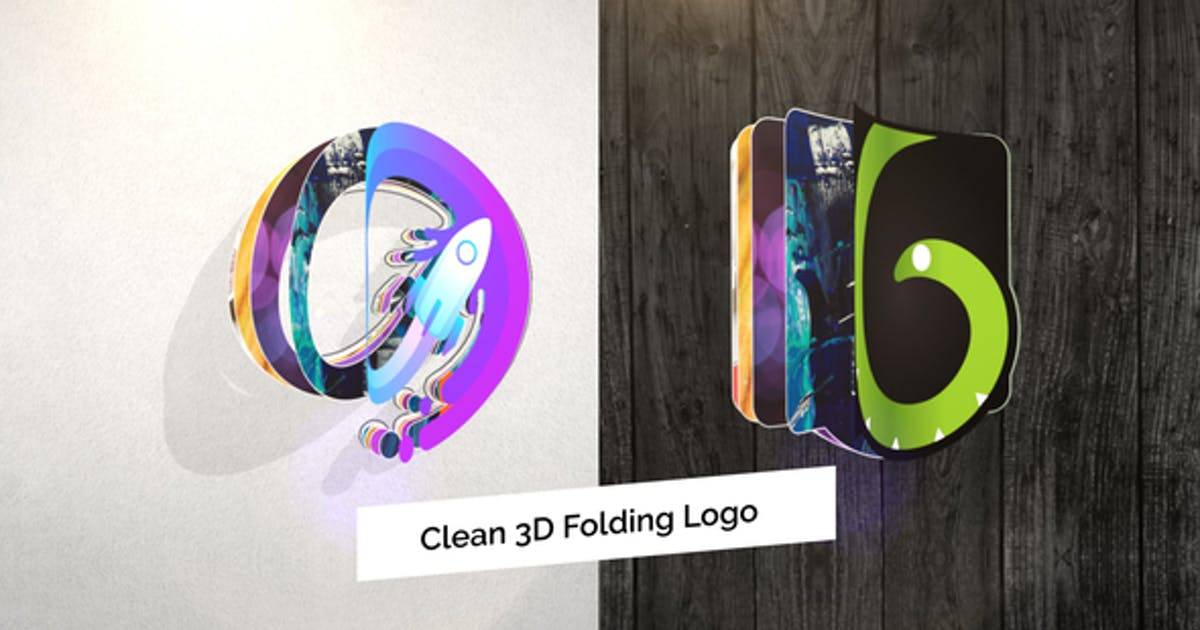 干净的3D折叠标志揭示AE视频模板