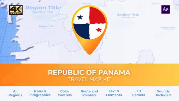 巴拿马地图-巴拿马共和国旅游地图AE视频模板插图